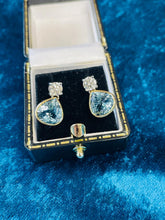 Load image into Gallery viewer, Elegant Aquamarine & Diamond Earrings