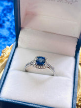 Load image into Gallery viewer, Blue Sapphire and Diamond Ring Set in Platinum