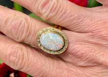 Load image into Gallery viewer, Oval Cut Opal and Diamond Cluster Ring in 18ct Yellow Gold