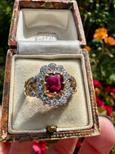 Load image into Gallery viewer, Vintage Style Ruby and Diamond Cluster