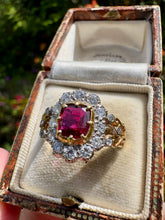 Load image into Gallery viewer, Vintage Style Ruby and Diamond Cluster