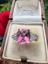 Load image into Gallery viewer, Pink Tourmaline & Diamond Platinum Ring
