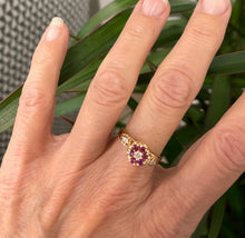Load image into Gallery viewer, Ruby and Diamond Cluster Ring Set in 18ct Yellow Gold