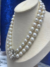 Load image into Gallery viewer, Cultured Pearl and Diamond Necklace Set in 18ct White Gold
