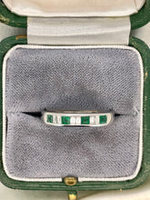 Load image into Gallery viewer, French Cut Emerald and Baguette Cut Diamond Ring in 18ct White Gold