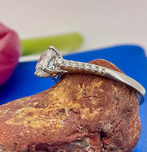 Load image into Gallery viewer, Square Cut Solitaire Diamond Ring in Platinum