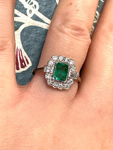 Load image into Gallery viewer, Emerald and Diamond Ring Set in Platinum