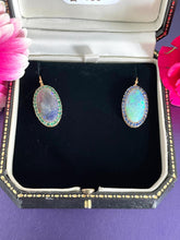 Load image into Gallery viewer, Opal Earrings with Emeralds and Blue Sapphires in 18ct Yellow Gold