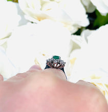 Load image into Gallery viewer, Emerald and Diamond Ring Set in White Gold