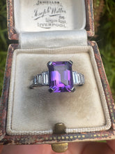 Load image into Gallery viewer, Vintage-Inspired Platinum Amethyst & Diamond Ring