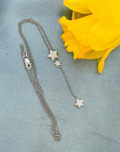 Load image into Gallery viewer, Triple Star Diamond Pendant in 18ct White Gold with 18ct White Gold Chain