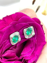 Load image into Gallery viewer, Stunning Emerald Studs Set in 18ct White Gold