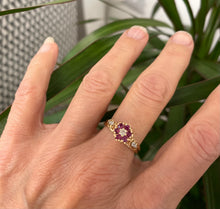 Load image into Gallery viewer, Ruby and Diamond Cluster Ring Set in 18ct Yellow Gold