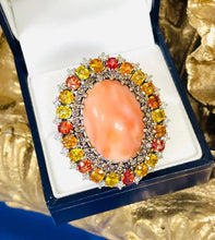 Load image into Gallery viewer, Astonishing Sapphire, Diamond and Coral Ring!