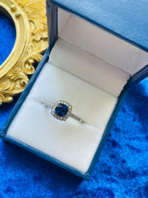 Load image into Gallery viewer, Blue Sapphire and Diamond Ring Set in Platinum