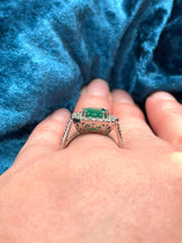 Load image into Gallery viewer, Art Deco Style Emerald and Diamond Ring Set in Platinum