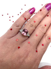 Load image into Gallery viewer, Pink Tourmaline and Diamond Ring Set in Platinum