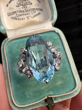 Load image into Gallery viewer, Vintage Aquamarine & Diamond Ring in 18ct White Gold