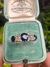 Load image into Gallery viewer, Antique 18ct Gold Sapphire & Diamond Trilogy Ring