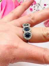 Load image into Gallery viewer, Sapphire & Diamond Trilogy Ring