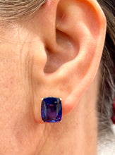 Load image into Gallery viewer, Synthetic Sapphire Earrings in 14ct Yellow Gold