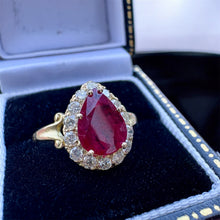 Load image into Gallery viewer, Ruby and Diamond Halo Ring