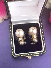 Load image into Gallery viewer, Cultured Pearl and Diamond Earrings Set in 18ct Yellow Gold