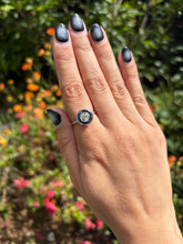 Load image into Gallery viewer, Vintage Diamond & Sapphire Halo Ring