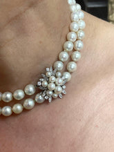 Load image into Gallery viewer, Cultured Pearl and Diamond Necklace Set in 18ct White Gold