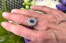 Load image into Gallery viewer, Blue Sapphire and Diamond Cluster Ring in 18ct Yellow Gold and Platinum