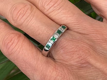 Load image into Gallery viewer, French Cut Emerald and Baguette Cut Diamond Ring in 18ct White Gold