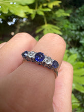 Load image into Gallery viewer, Antique 18ct Gold Sapphire & Diamond Trilogy Ring