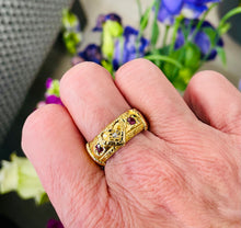 Load image into Gallery viewer, Ruby and Diamond Gypsy Ring in 18ct Yellow Gold