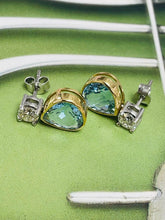 Load image into Gallery viewer, Elegant Aquamarine & Diamond Earrings