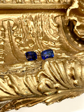 Load image into Gallery viewer, Synthetic Sapphire Earrings in 14ct Yellow Gold
