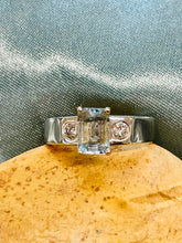 Load image into Gallery viewer, Aquamarine and Diamond Ring in 18ct White Gold