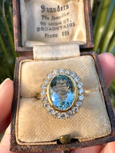 Load image into Gallery viewer, Aquamarine and Diamond Halo Ring