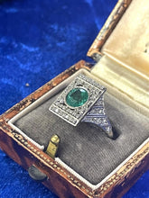 Load image into Gallery viewer, Emerald & Diamond Ring in Platinum
