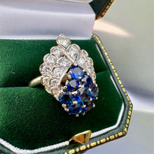 Load image into Gallery viewer, Spectacular Sapphire & Diamond Art Deco Ring in 18ct White Gold
