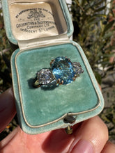 Load image into Gallery viewer, Aquamarine & Diamond Three-Stone Ring