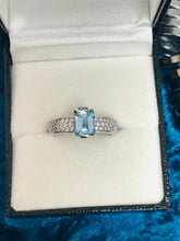 Load image into Gallery viewer, Aquamarine and Diamond Ring Set in 18ct White Gold