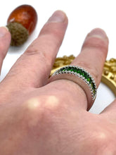Load image into Gallery viewer, Green tourmaline and Diamond Ring Set in 18ct White Gold