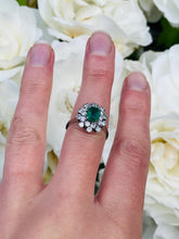 Load image into Gallery viewer, Emerald and Diamond Ring Set in White Gold