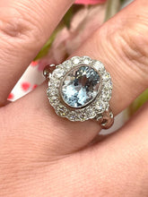 Load image into Gallery viewer, Blue Aquamarine and Diamond Ring Set in Platinum