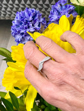 Load image into Gallery viewer, Three Row Diamond Ring with a Twist in 18ct White Gold