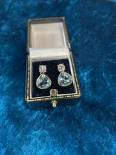 Load image into Gallery viewer, Elegant Aquamarine & Diamond Earrings