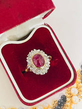 Load image into Gallery viewer, Cabochon Ruby and Diamond Ring Set in 18ct Yellow Gold