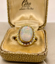 Load image into Gallery viewer, Oval Cut Opal and Diamond Cluster Ring in 18ct Yellow Gold