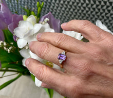 Load image into Gallery viewer, Amethyst and Diamond Ring in 9ct Yellow Gold