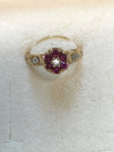 Load image into Gallery viewer, Ruby and Diamond Cluster Ring Set in 18ct Yellow Gold